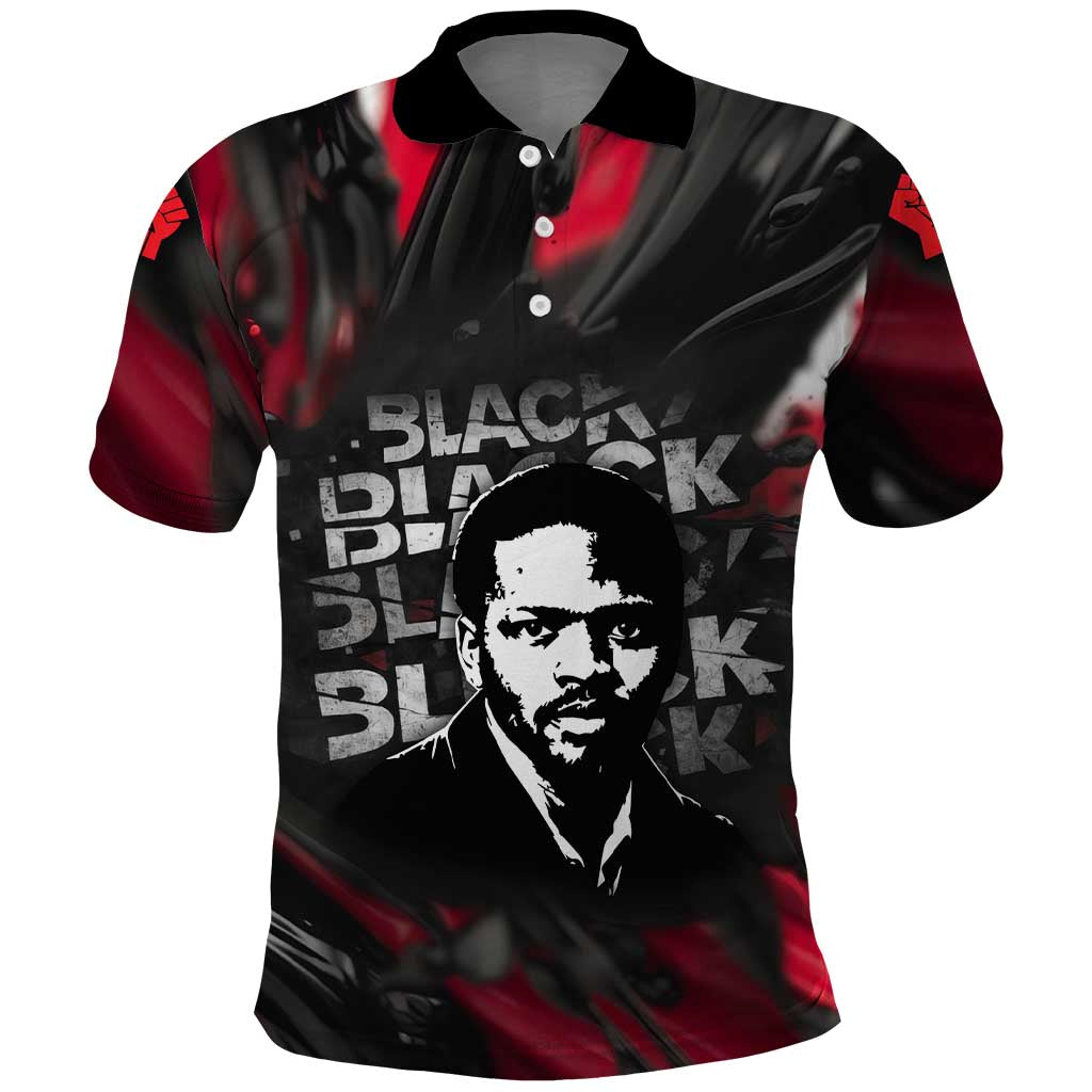 Steve Biko Polo Shirt with Black Consciousness Portrait, Power Fist Symbol and Red-Black Freedom - Wonder Print Shop