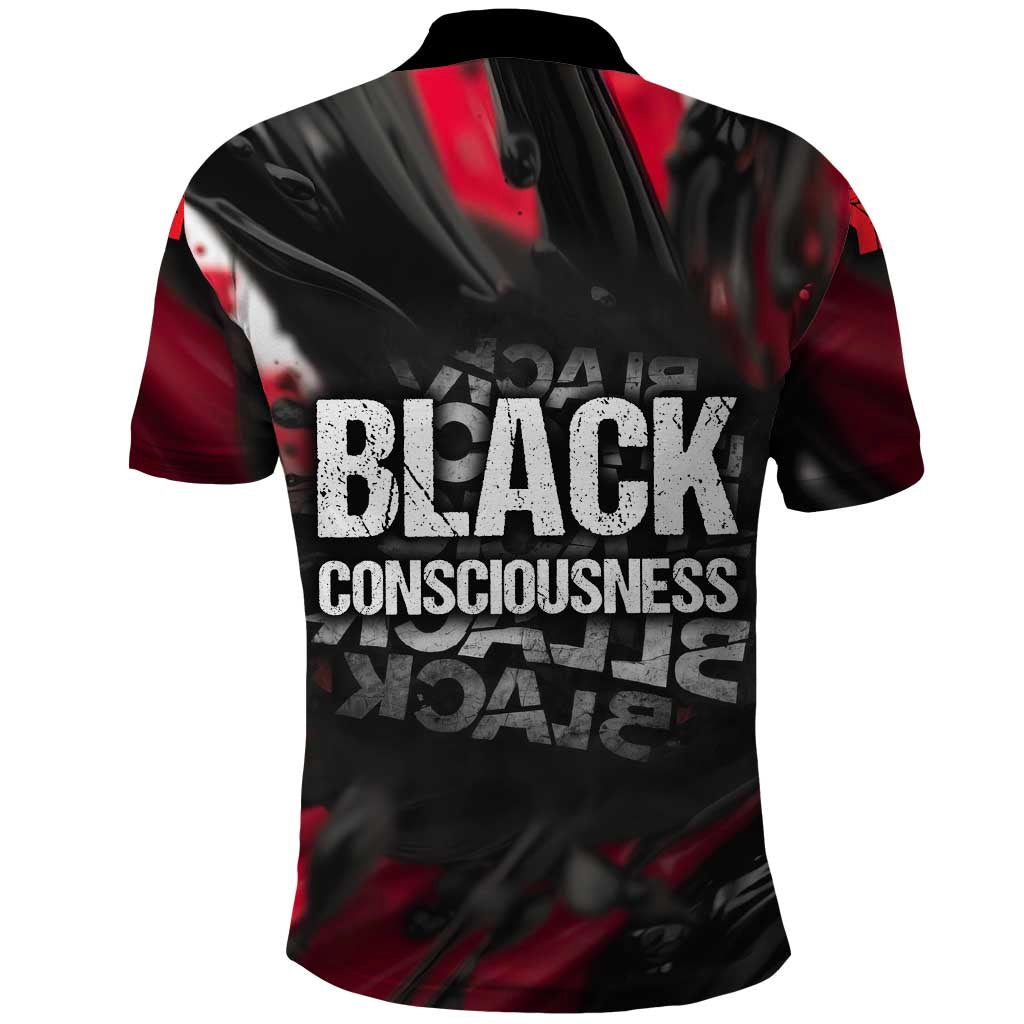 Steve Biko Polo Shirt with Black Consciousness Portrait, Power Fist Symbol and Red-Black Freedom - Wonder Print Shop