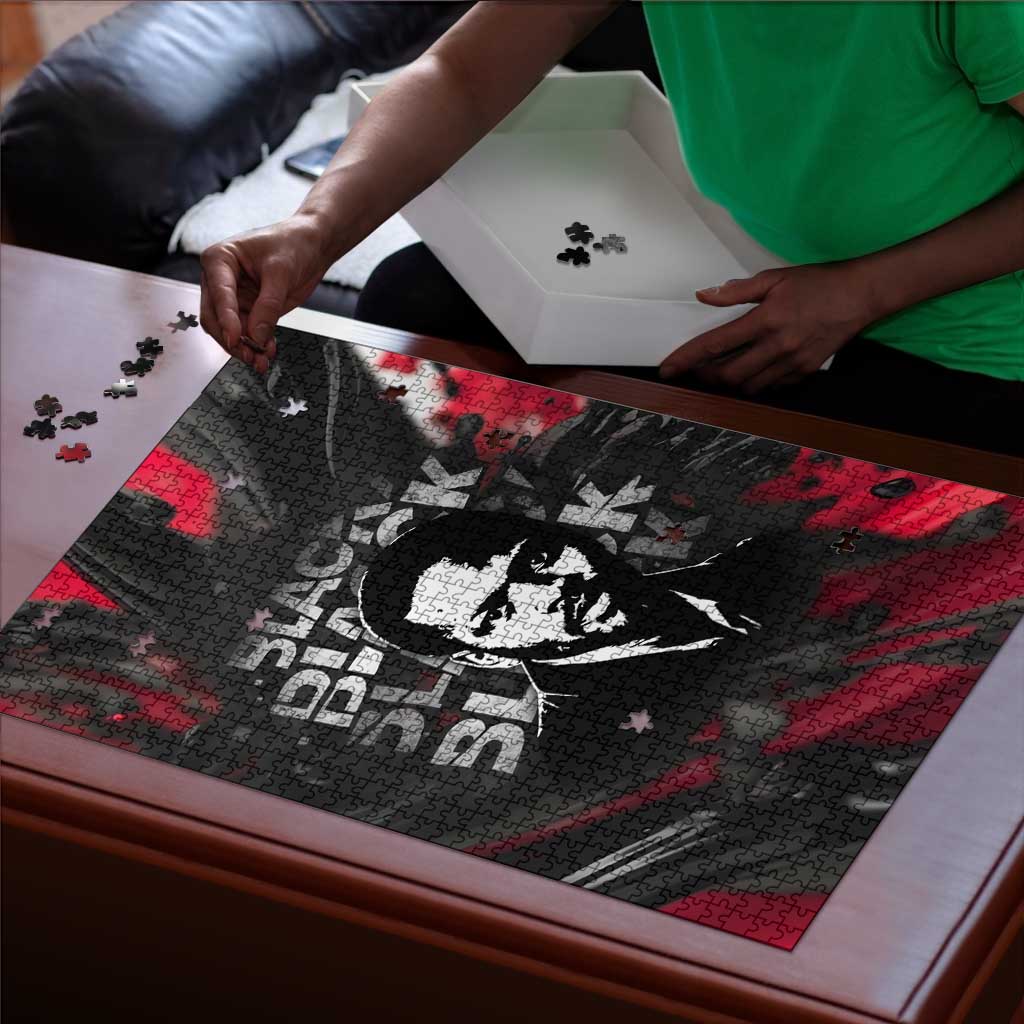 Steve Biko Puzzle with Black Consciousness Portrait, Power Fist Symbol and Red-Black Freedom - Wonder Print Shop