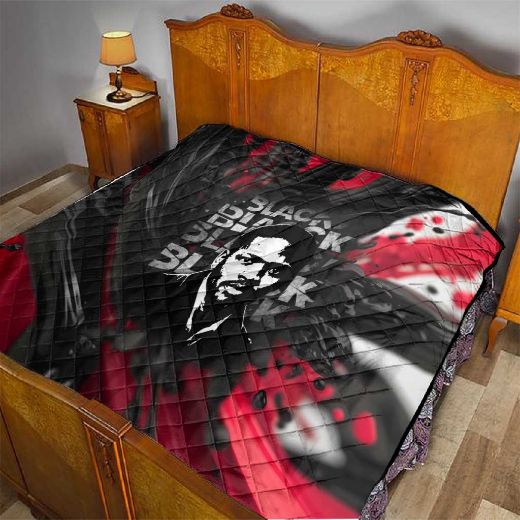 Steve Biko Quilt with Black Consciousness Portrait, Power Fist Symbol and Red-Black Freedom - Wonder Print Shop