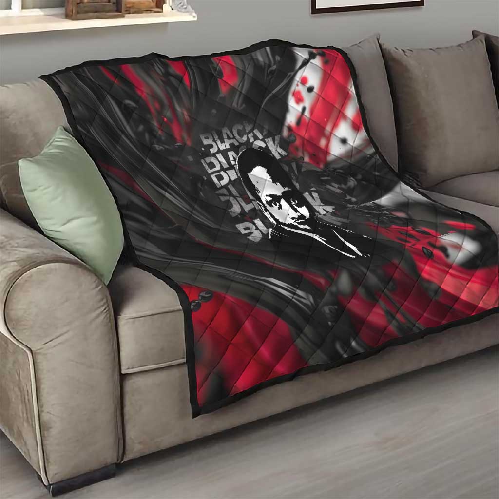 Steve Biko Quilt with Black Consciousness Portrait, Power Fist Symbol and Red-Black Freedom - Wonder Print Shop