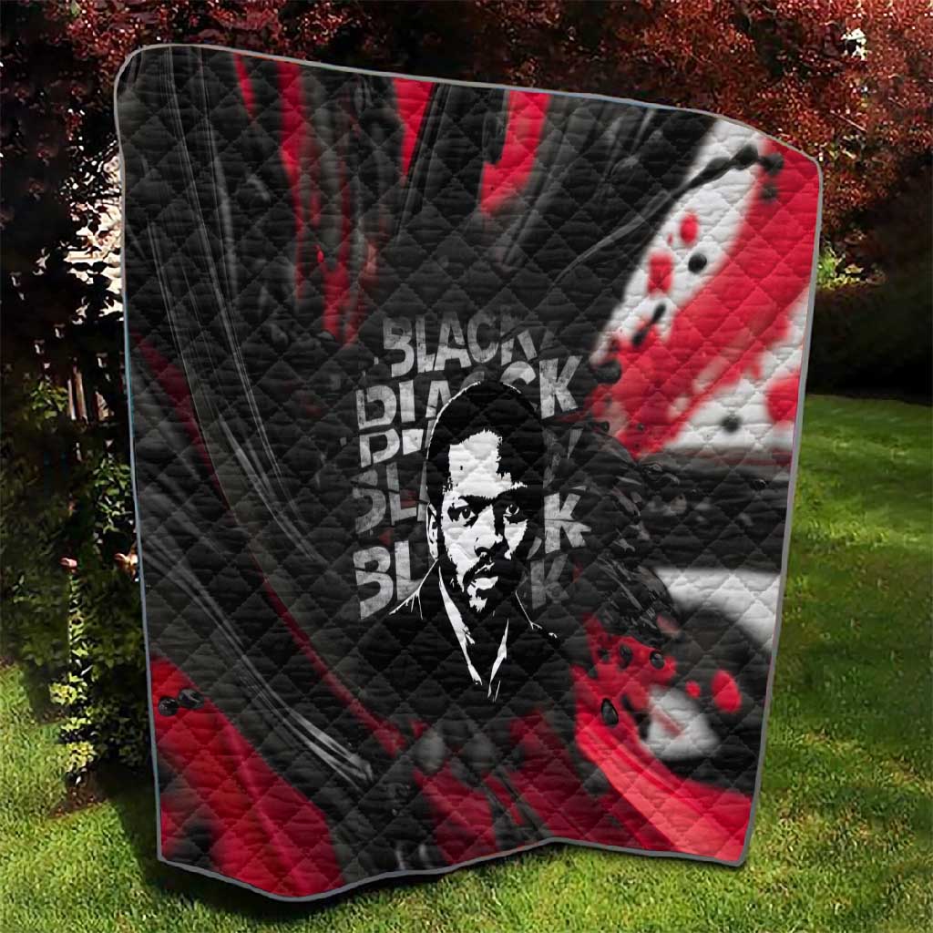 Steve Biko Quilt with Black Consciousness Portrait, Power Fist Symbol and Red-Black Freedom - Wonder Print Shop