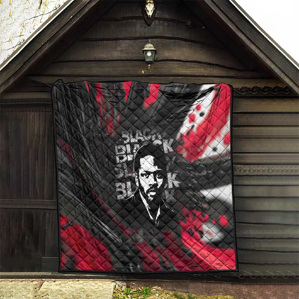 Steve Biko Quilt with Black Consciousness Portrait, Power Fist Symbol and Red-Black Freedom - Wonder Print Shop