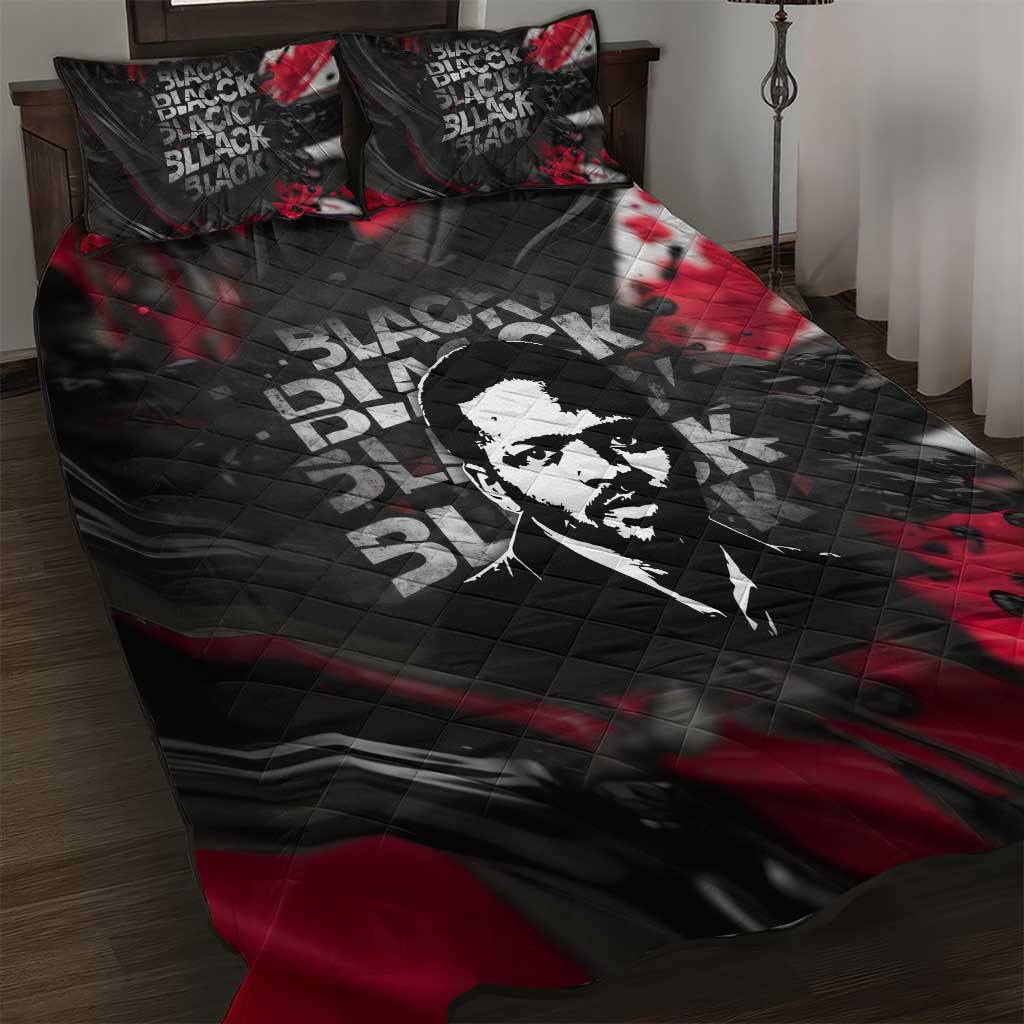 Steve Biko Quilt Bed Set with Black Consciousness Portrait, Power Fist Symbol and Red-Black Freedom - Wonder Print Shop