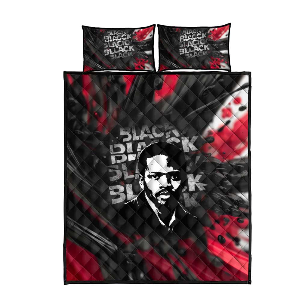 Steve Biko Quilt Bed Set with Black Consciousness Portrait, Power Fist Symbol and Red-Black Freedom - Wonder Print Shop