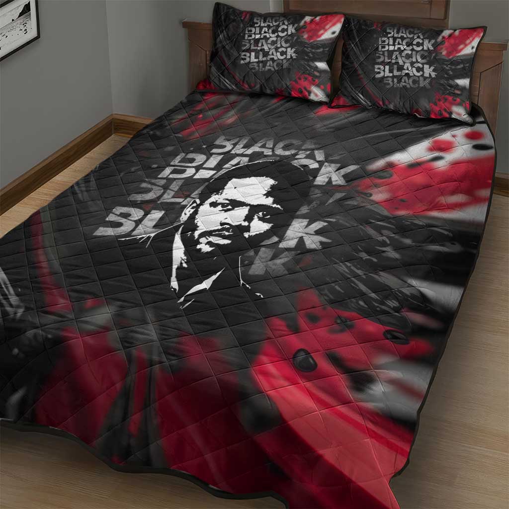 Steve Biko Quilt Bed Set with Black Consciousness Portrait, Power Fist Symbol and Red-Black Freedom - Wonder Print Shop