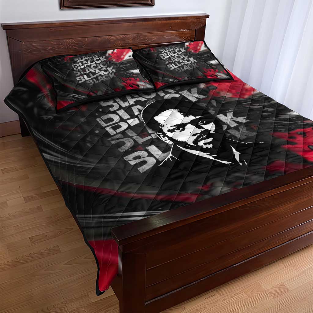 Steve Biko Quilt Bed Set with Black Consciousness Portrait, Power Fist Symbol and Red-Black Freedom - Wonder Print Shop