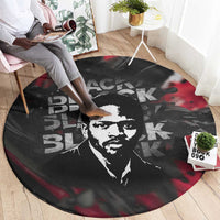 Steve Biko Round Carpet with Black Consciousness Portrait, Power Fist Symbol and Red-Black Freedom - Wonder Print Shop