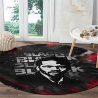 Steve Biko Round Carpet with Black Consciousness Portrait, Power Fist Symbol and Red-Black Freedom - Wonder Print Shop