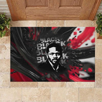 Steve Biko Rubber Doormat with Black Consciousness Portrait, Power Fist Symbol and Red-Black Freedom - Wonder Print Shop