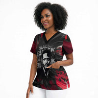 Steve Biko Scrub Top with Black Consciousness Portrait, Power Fist Symbol and Red-Black Freedom - Wonder Print Shop