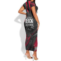 Steve Biko Short Sleeve Bodycon Dress with Black Consciousness Portrait, Power Fist Symbol and Red-Black Freedom - Wonder Print Shop