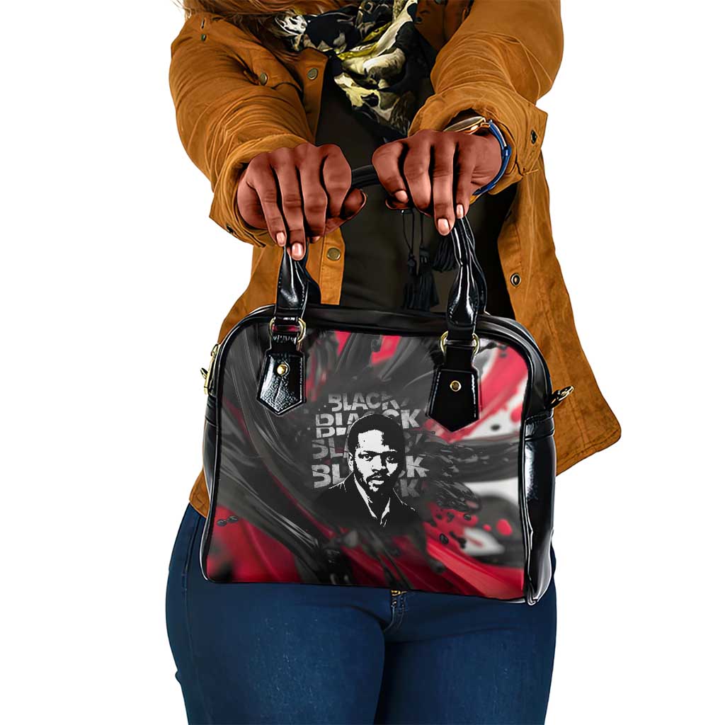 Steve Biko Shoulder Handbag with Black Consciousness Portrait, Power Fist Symbol and Red-Black Freedom - Wonder Print Shop