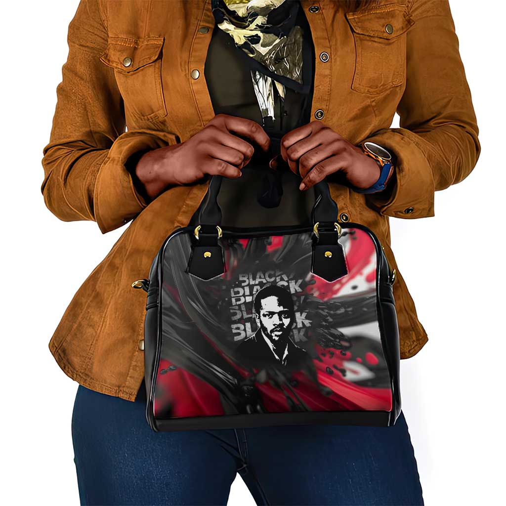 Steve Biko Shoulder Handbag with Black Consciousness Portrait, Power Fist Symbol and Red-Black Freedom - Wonder Print Shop