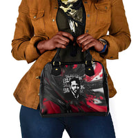 Steve Biko Shoulder Handbag with Black Consciousness Portrait, Power Fist Symbol and Red-Black Freedom - Wonder Print Shop