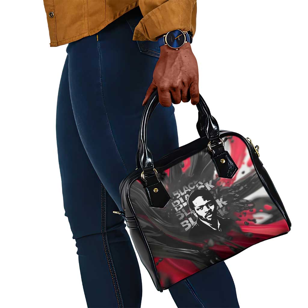 Steve Biko Shoulder Handbag with Black Consciousness Portrait, Power Fist Symbol and Red-Black Freedom - Wonder Print Shop