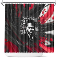 Steve Biko Shower Curtain with Black Consciousness Portrait, Power Fist Symbol and Red-Black Freedom - Wonder Print Shop