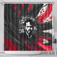Steve Biko Shower Curtain with Black Consciousness Portrait, Power Fist Symbol and Red-Black Freedom - Wonder Print Shop
