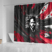 Steve Biko Shower Curtain with Black Consciousness Portrait, Power Fist Symbol and Red-Black Freedom - Wonder Print Shop