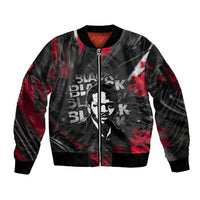 Steve Biko Sleeve Zip Bomber Jacket with Black Consciousness Portrait, Power Fist Symbol and Red-Black Freedom - Wonder Print Shop