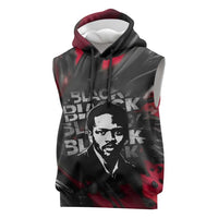Steve Biko Sleeveless Hoodie with Black Consciousness Portrait, Power Fist Symbol and Red-Black Freedom - Wonder Print Shop