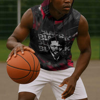 Steve Biko Sleeveless Hoodie with Black Consciousness Portrait, Power Fist Symbol and Red-Black Freedom - Wonder Print Shop