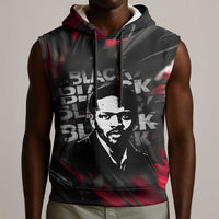 Steve Biko Sleeveless Hoodie with Black Consciousness Portrait, Power Fist Symbol and Red-Black Freedom - Wonder Print Shop