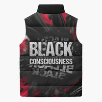 Steve Biko Sleeveless Puffer Jacket with Black Consciousness Portrait, Power Fist Symbol and Red-Black Freedom - Wonder Print Shop
