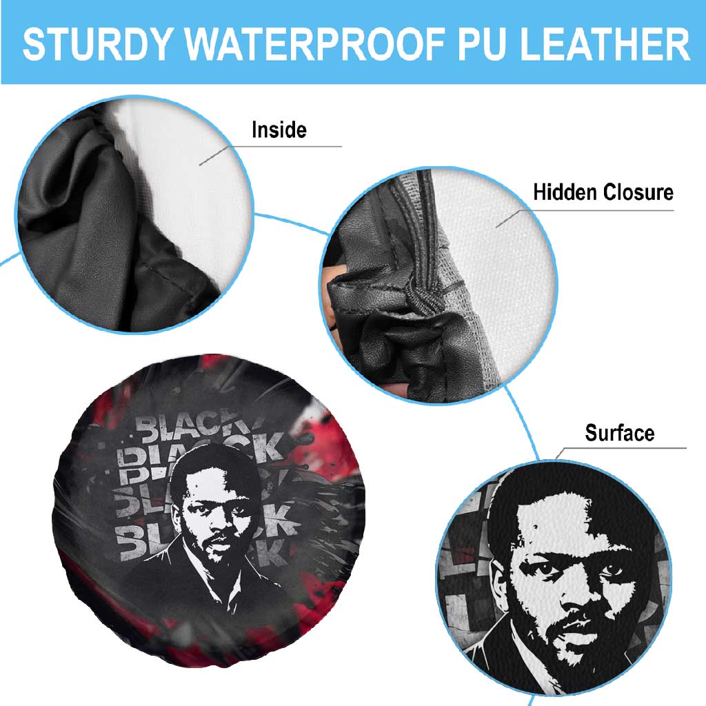 Steve Biko Spare Tire Cover with Black Consciousness Portrait, Power Fist Symbol and Red-Black Freedom - Wonder Print Shop