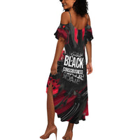 Steve Biko Summer Maxi Dress with Black Consciousness Portrait, Power Fist Symbol and Red-Black Freedom - Wonder Print Shop