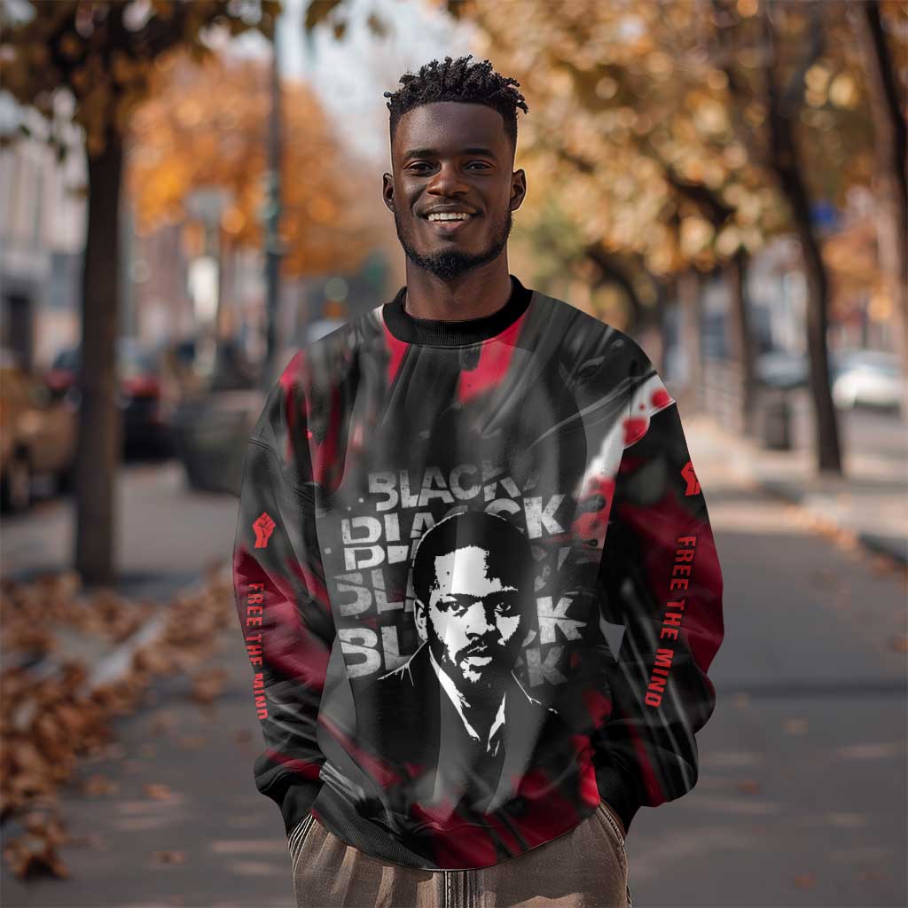 Steve Biko Sweatshirt with Black Consciousness Portrait, Power Fist Symbol and Red-Black Freedom - Wonder Print Shop