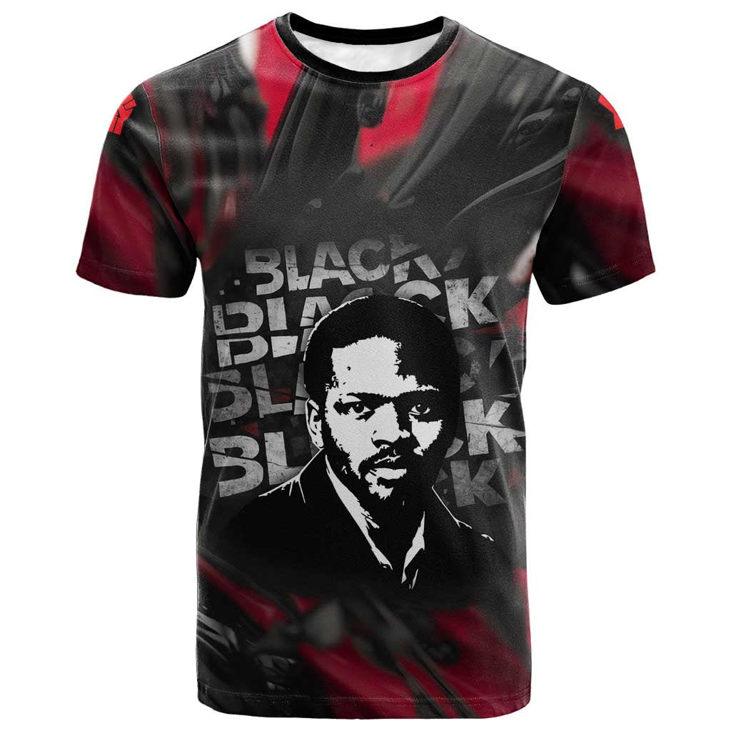 Steve Biko T shirt with Black Consciousness Portrait, Power Fist Symbol and Red-Black Freedom - Wonder Print Shop