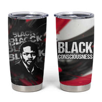 Steve Biko Tumbler Cup with Black Consciousness Portrait, Power Fist Symbol and Red-Black Freedom - Wonder Print Shop