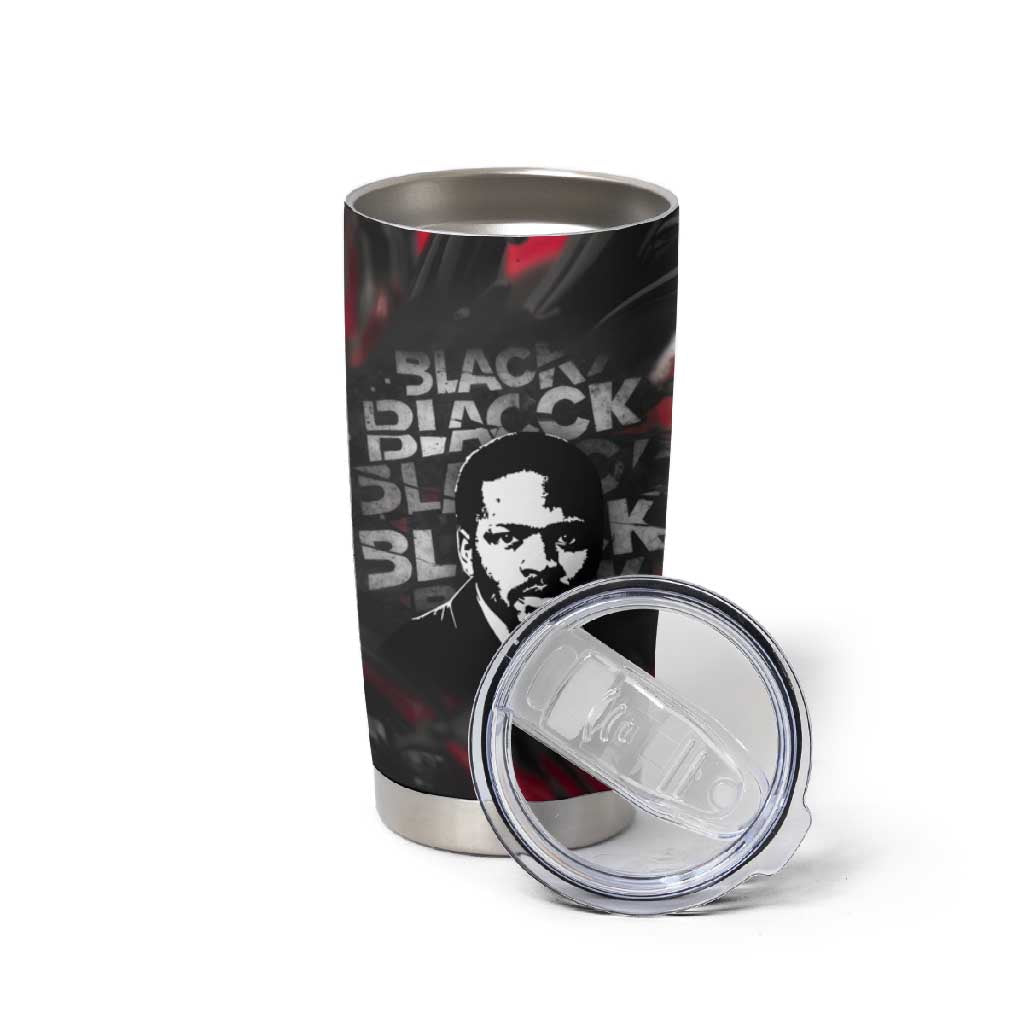 Steve Biko Tumbler Cup with Black Consciousness Portrait, Power Fist Symbol and Red-Black Freedom - Wonder Print Shop