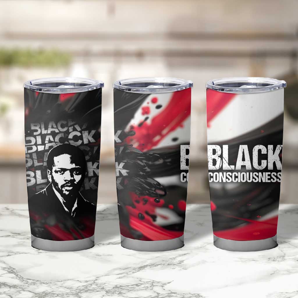 Steve Biko Tumbler Cup with Black Consciousness Portrait, Power Fist Symbol and Red-Black Freedom - Wonder Print Shop