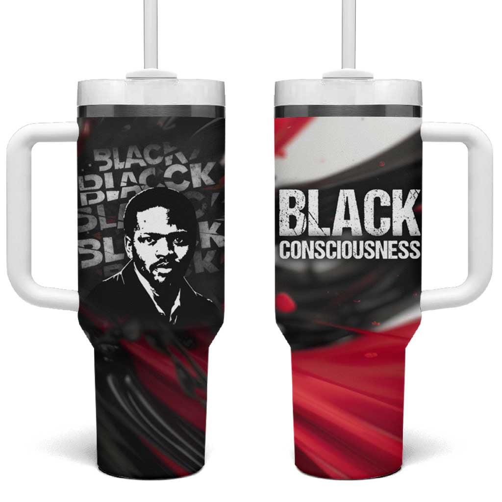 Steve Biko Tumbler With Handle with Black Consciousness Portrait, Power Fist Symbol and Red-Black Freedom - Wonder Print Shop