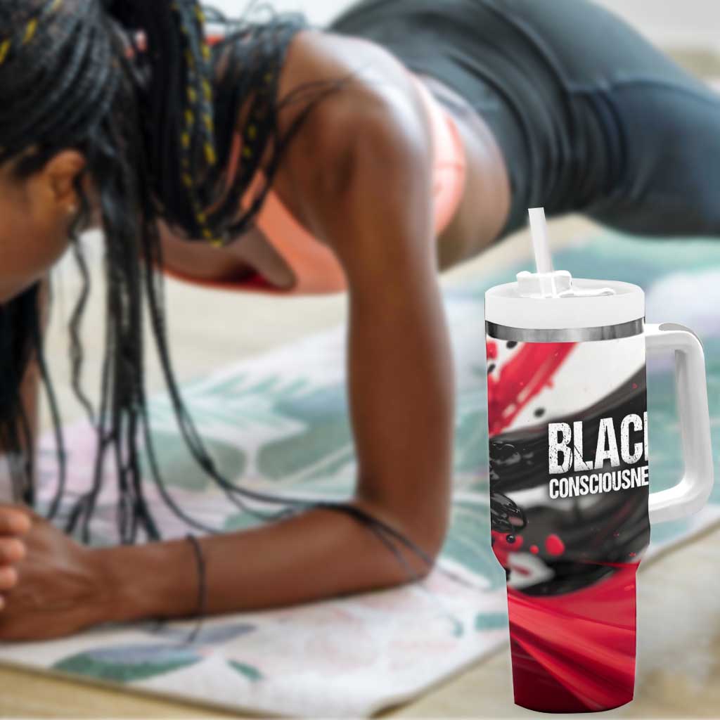 Steve Biko Tumbler With Handle with Black Consciousness Portrait, Power Fist Symbol and Red-Black Freedom - Wonder Print Shop