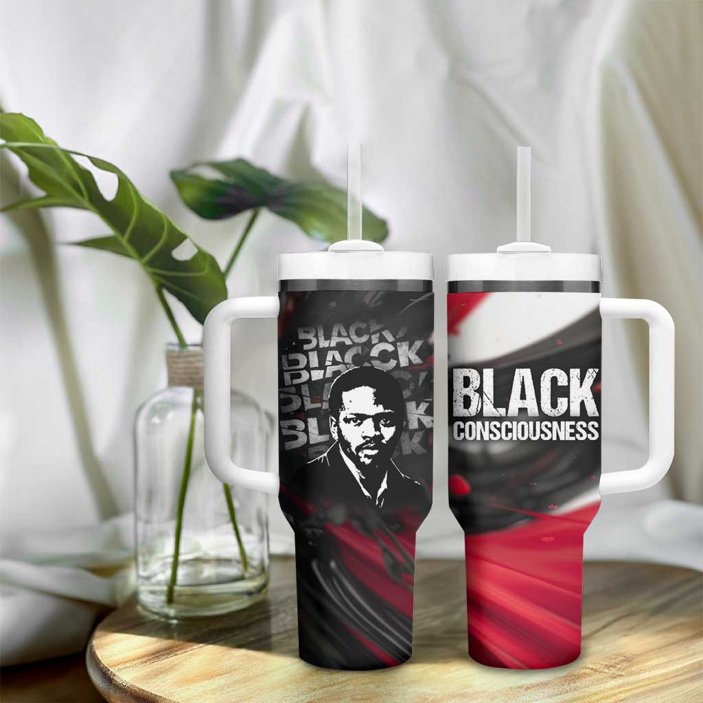Steve Biko Tumbler With Handle with Black Consciousness Portrait, Power Fist Symbol and Red-Black Freedom - Wonder Print Shop