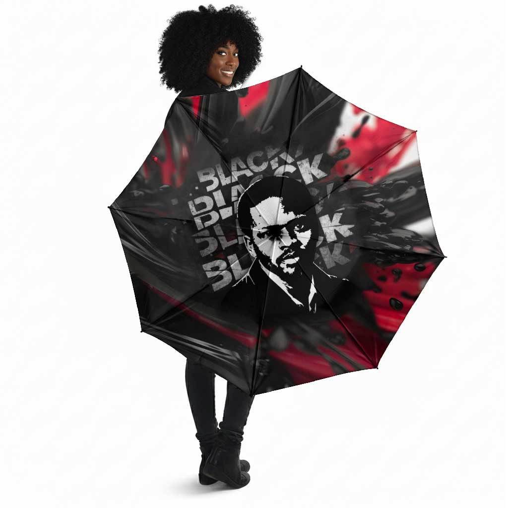 Steve Biko Umbrella with Black Consciousness Portrait, Power Fist Symbol and Red-Black Freedom - Wonder Print Shop