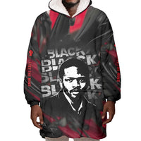 Steve Biko Wearable Blanket Hoodie with Black Consciousness Portrait, Power Fist Symbol and Red-Black Freedom - Wonder Print Shop