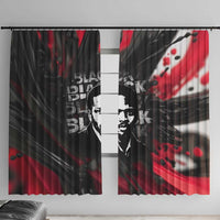 Steve Biko Window Curtain with Black Consciousness Portrait, Power Fist Symbol and Red-Black Freedom - Wonder Print Shop