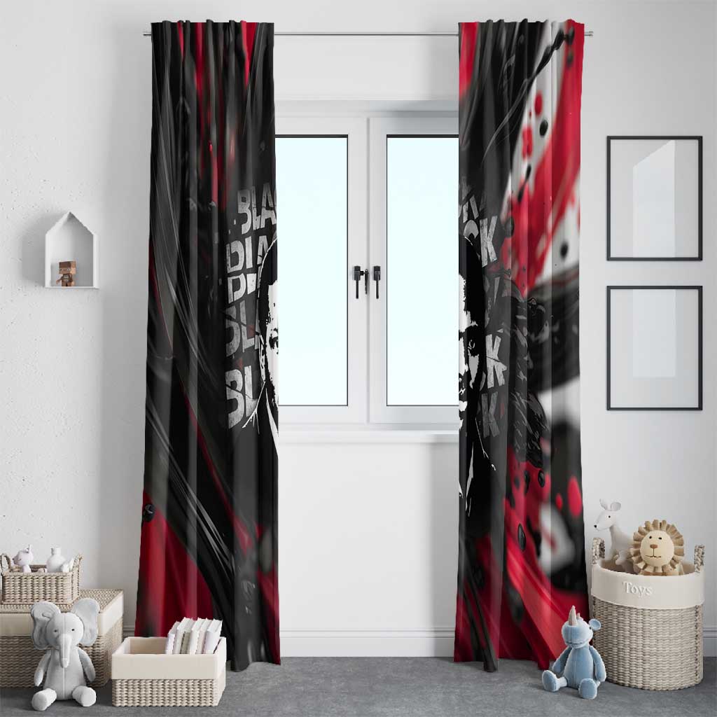 Steve Biko Window Curtain with Black Consciousness Portrait, Power Fist Symbol and Red-Black Freedom - Wonder Print Shop
