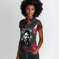 Steve Biko Women Polo Shirt with Black Consciousness Portrait, Power Fist Symbol and Red-Black Freedom - Wonder Print Shop