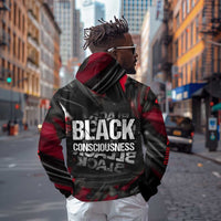 Steve Biko Zip Hoodie with Black Consciousness Portrait, Power Fist Symbol and Red-Black Freedom - Wonder Print Shop