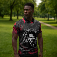 Steve Biko Zipper Polo Shirt with Black Consciousness Portrait, Power Fist Symbol and Red-Black Freedom - Wonder Print Shop