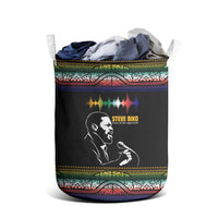 Steve Biko Laundry Basket with Microphone Portrait, Black Consciousness Quote and Vibrant Ethnic Wave - Wonder Print Shop