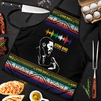 Steve Biko Apron with Microphone Portrait, Black Consciousness Quote and Vibrant Ethnic Wave - Wonder Print Shop