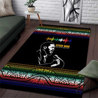Steve Biko Area Rug with Microphone Portrait, Black Consciousness Quote and Vibrant Ethnic Wave - Wonder Print Shop