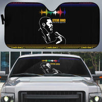 Steve Biko Auto Sun Shade with Microphone Portrait, Black Consciousness Quote and Vibrant Ethnic Wave - Wonder Print Shop