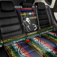 Steve Biko Back Car Seat Cover with Microphone Portrait, Black Consciousness Quote and Vibrant Ethnic Wave - Wonder Print Shop